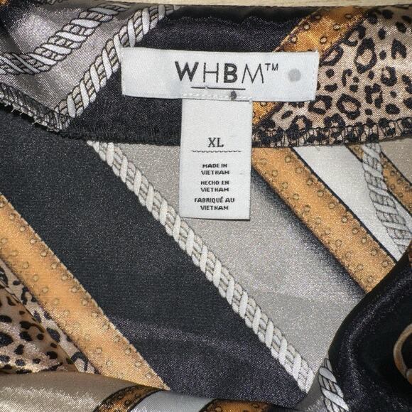 WHBM Gold Chain Print Sleeveless Blouse XL Satin Baroque Leopard Striped Top - Picture 3 of 8